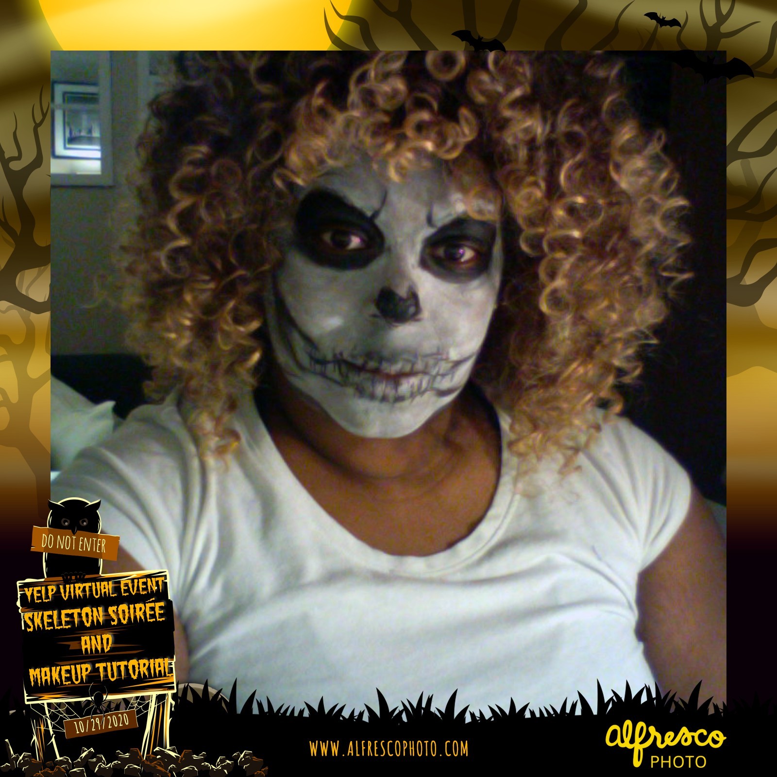 Yelp Skeleton Makeup Tutorial | View more photos from the event at events.alfrescophoto.com/u/AlfrescoPhoto/Yelp-Skeleton-Makeup-Tutorial